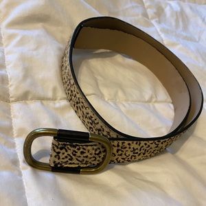 Gap genuine leather calf hair belt leopard print